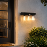 Petite lampe solaire à triple ampoule Edison avec capteur de lumière, étanche, pour véranda, patio, jardin, entrée, cour, décoration LED chaude