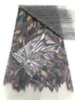Vente flash : Tissu en dentelle à paillettes brillantes et colorées 100% polyester, matériaux pour robes de mariée nigérianes