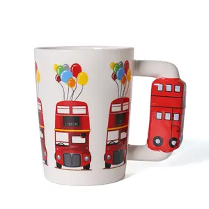 London Xe Buýt Xử Lý Gốm Cốc Cà Phê, Tùy Chỉnh 3D Dolomite Cà Phê Mug Ở Bất Kỳ Hình Dạng & Kích Thước & Màu Sắc