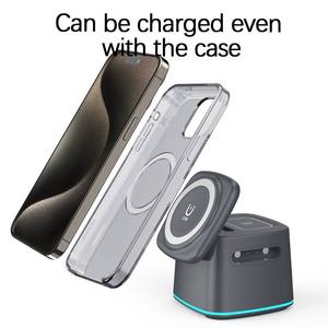 3 in 1 Cube Foldable Wireless Charger for <b>iPhone</b> Magnetic Portable 15W Fast Charging <b>Stand</b> Desktop Charging Station Custom Logo - Product Image 1