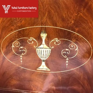 <span class=keywords><strong>Lit</strong></span> double <span class=keywords><strong>en</strong></span> bois massif avec accessoires <span class=keywords><strong>en</strong></span> cuivre, villa, grande résidence, coquille anglaise incrustée, commode et coiffeuse - Product Image 4