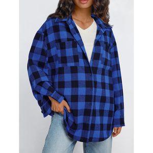 À la mode reine femmes à manches longues flanelle chemises bouton Blouse hauts à carreaux XL automne tenues mode hiver vestes 2025 Logo - Product Image 3