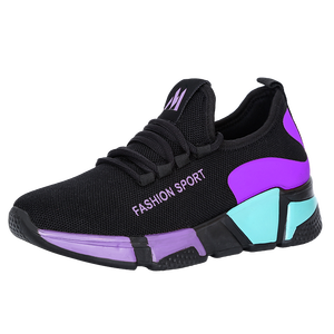 Nouvelle Arrivée Chaussures de Sport Décontractées pour Femmes Respirantes en Maille Volante avec Boutons Antidérapantes Légères et Amorties à Blocs de Couleurs - Product Image 2