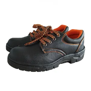 Zapatos de seguridad para trabajo de construcción industrial de cuero Pu a bajo precio, zapatos de seguridad ligeros con punta de hierro y punta de acero para hombres