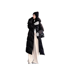 Veste matelassée chauffante pour <span class=keywords><strong>femme</strong></span>, <span class=keywords><strong>longue</strong></span>, imperméable, à capuche, hiver 2025, noire, polyester/coton - Product Image 1