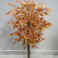 Künstlicher Ahorn-Baum im Topf mit Herbstlichen Orange-Rot-Gelben Ahornblättern, Kunstpflanze für Innenräume, Wohnzimmer, Hotel und Heimdekoration
