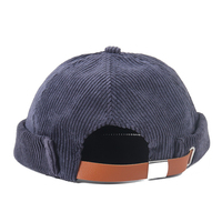 Gorro de Pana de Calidad Personalizada, Estilo Vintage sin Visera, Gorro Docker Retro Ajustable sin Visera, Gorro de Marinero con Puño Enrollado sin Botones