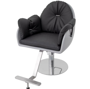 Contemporary <b>Barber</b> <b>Chair</b> Faux Leather Adjustable Height Hydraulic Pump Round Base Salon Furniture Commercial Use - Product Image 6