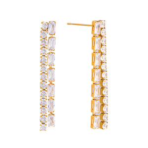 Geometric Crystal Stud Earrings Stainless Steel Channel Setting Party Jewelry - Product Image 5