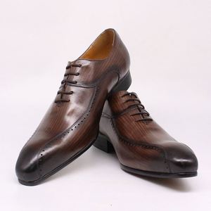 Mens Formal Fashion Handmade Oxford Genuine Leather Dress <b>Shoes</b> <b>Height</b> <b>Increasing</b> Business & Elegant Platform Design Office Work - Product Image 1