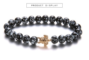 5 ensembles de perles grises tortue carte du monde serties de diamants et bracelet turquoise - Product Image 5