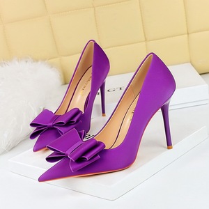 Designer Women's Wedding Pumps 2025 Silk Bow Shoes Female Sweet Stiletto <b>Heels</b> for Ladies - Product Image 1