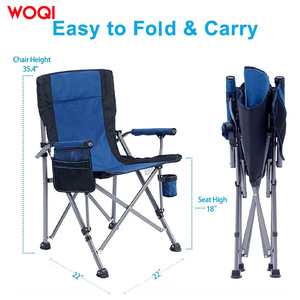 Chaise de camping pliable Woqi en aluminium et tissu Oxford bleu foncé avec sac isotherme, chaise de jardin - Product Image 4