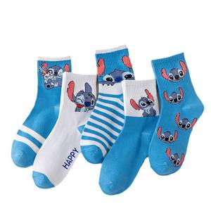 Beliebte Cartoon-Tier-Knöchelsocken Blaue Mittelhohe Socken für Mädchen und Schüler - Product Image 2
