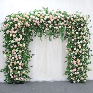 A7471 Decorazione Artigianale di Lusso con Fiori Artificiali in Seta Bianca, Rosa e Foglie Verdi per Archi Nuziali e Sfondi per Feste - Product Image 5