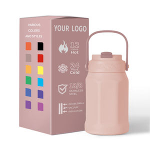 Couvercle à poignée en acier imprimé personnalisé Thermos isolé sous vide anti-fuite 20oz 27oz cruche d'eau demi-gallon - Product Image 1