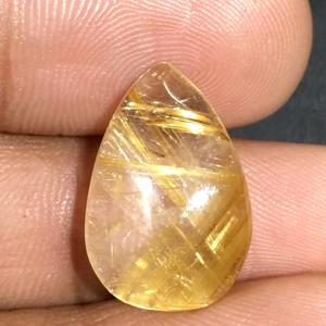 Cabochon de pierres précieuses polies en vrac, taille poire, rutile doré, pour la fabrication de bijoux, prix de gros par carat naturel de bonne qualité. - Product Image 1