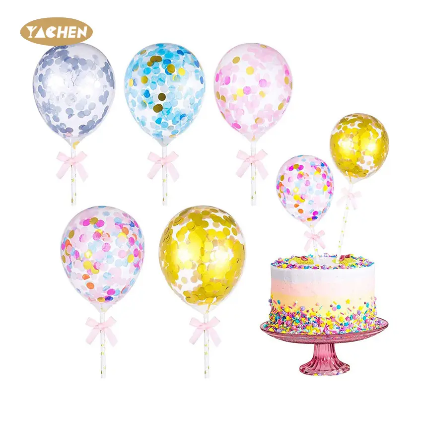 YACHEN compleanno festa di nozze Cake Topper decorazioni all'ingrosso Mini 5 pollici coriandoli palloncino Cake Toppers