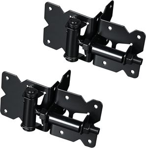 Charnières de portail autofermantes divines, charnières de porte robustes pour clôtures en bois/vinyle/PVC, charnières de portail autofermantes pour clôtures noires - Product Image 1