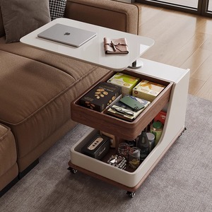 Mesa de centro de madera con almacenamiento y ruedas para sala de estar, mesa de té móvil para apartamento pequeño - Product Image 4