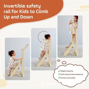 Torre de aprendizaje de madera con pizarra, taburete plegable para niños, silla infantil para uso doméstico, asiento de estudio de madera maciza - Product Image 5