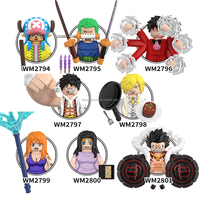 Set mainan balok bangunan figur aksi anime mini WM Blocks, mainan balok untuk anak-anak, turunan animasi anime, figur anime.