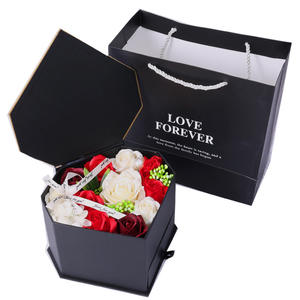 Cadeau pour la fête des mères, boîte à bijoux en forme de cœur à double tiroir avec fleurs de savon en diamant, cadeau d'anniversaire pour petite amie - Product Image 5