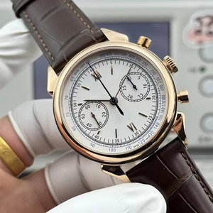 Montre Vintage en Corne de Vache Étanche 2026 Nouveau Boîtier Or Rose Chronographe Mécanique Manuel Homme Luxe Style 1955 - Product Image 4