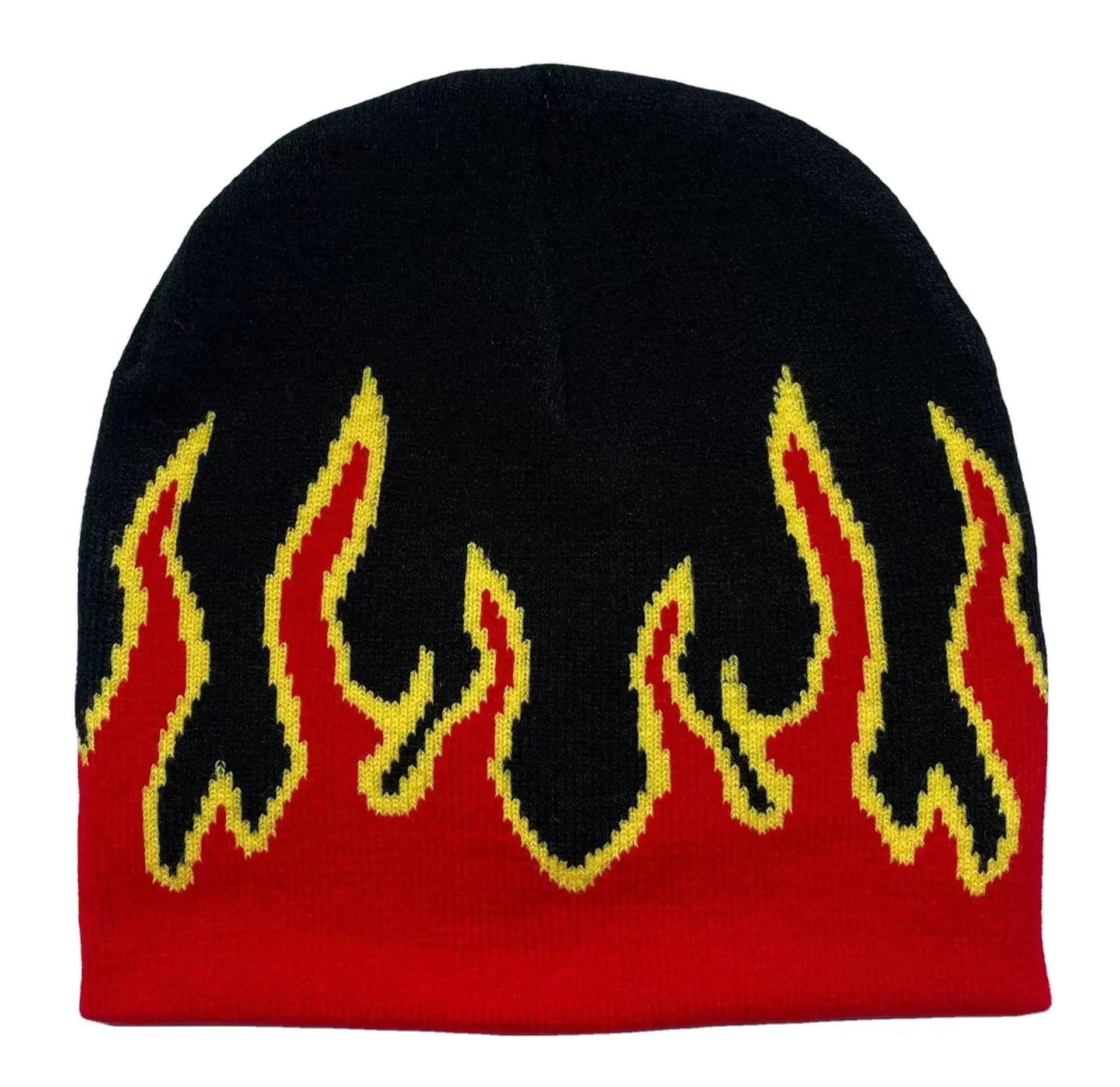 Acrylic Flame Jacquard Knitting Beanie New Style Popular Custom Logo Women Men Unisex OPP Bag Adults Image 20 Knitted Colourful