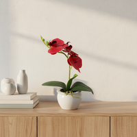 Orchidée artificielle en polyester faite à la main, élégante et raffinée, en pot, pour la décoration de la maison et de mariage, écologique et durable