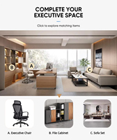 Bureau de direction moderne modulaire et durable en forme de L avec compartiment PC dissimulé, table de direction de luxe et rangement ventilé
