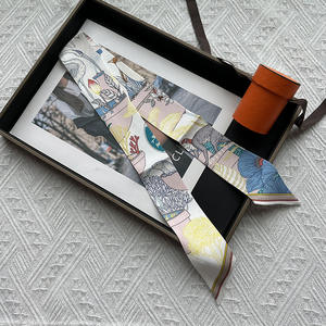 Sciarpa da Joker stampata con nastro di seta all'ingrosso da 86*5cm paradiso 100% con bordo gelso <span class=keywords><strong>Vintage</strong></span> stile estivo piccola sciarpa lunga stretta - Product Image 2