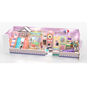 Macaron Indoor Playground Amusement Set 423sqm/4553sqft Blue Magenta Bounce House Ball <b>Pool</b> Racing <b>Slide</b> Roller <b>Slide</b> School - Product Image 6