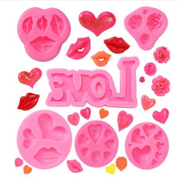 Moules à gâteau en silicone pour fondant, décoration de gâteaux, lèvres, cœur, ours, lettres d'amour, rose pour mariage, Saint-Valentin