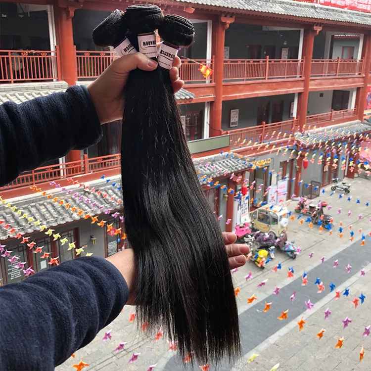 Productos de cabello brasileño negro al por mayor, distribuidores de cabello virgen humano indio crudo de la India, distribuidores de extensiones de cabello en malasia