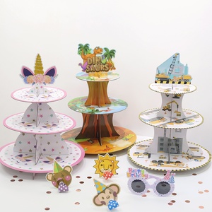 Support à <span class=keywords><strong>gâteau</strong></span> créatif à 3 niveaux, <span class=keywords><strong>licorne</strong></span>, sirène, flamant rose, pour les fêtes, fournitures pour fêtes d'anniversaire, <span class=keywords><strong>décoration</strong></span> de table de dessert jetable - Product Image 3