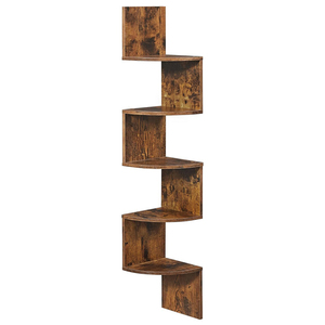 Support de <span class=keywords><strong>rangement</strong></span> mural en bois à cadre d'<span class=keywords><strong>angle</strong></span> flottant à 5 couches pour salle de bain cuisine salon stockage et affichage - Product Image 1