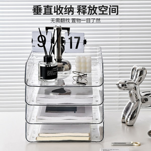 Desktop Storage Rack Rectangle PP Plastic Standing Type Office Organizer File Rack For Desk Stationery And Miscellaneous Items - Product Image 4