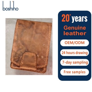 Boshiho Crazy Horse Leather <b>RFID</b> <b>Blocking</b> <b>Wallet</b> for Men Vintage Zipper Closure Multi Function Card Case - Product Image 1