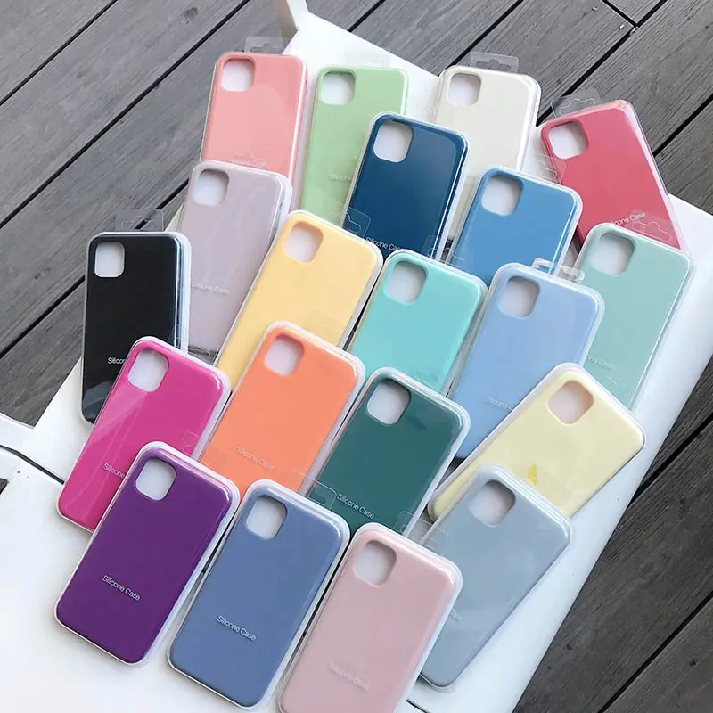 Capa de silicone líquido para celular, caixa com logotipo de embalagem para iPhone 14 13 12 11 15 Pro Max Xr Xs