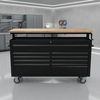 Armoire à outils de style américain de 61 pouces, respectueuse de l'environnement, en acier inoxydable 430, texture métallique, coffre à outils pour le rangement en atelier