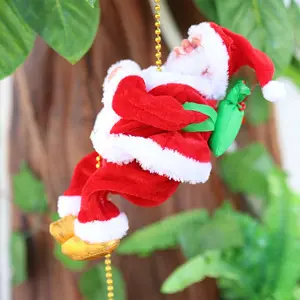 Xmastree Ornament Kerstcadeau Decoraties Traplopen Kralen Muzikaal Speelgoed Elektrische Klimmen Santa Claus
