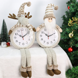 Décoration de Noël en polyester à thème de Noël, horloge décorative, Père Noël, bonhomme de neige, <span class=keywords><strong>rennes</strong></span>, gnomes en peluche, décoration polyvalente pour mur/plateau, décoration intérieure - Product Image 3