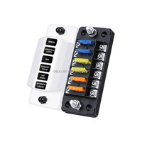 Boîtier de fusibles automobile 6 voies avec bus négatif 12V, support de fusibles standard automobile, boîte à fusibles à lame ATO/ATC 6 circuits pour applications électriques marines