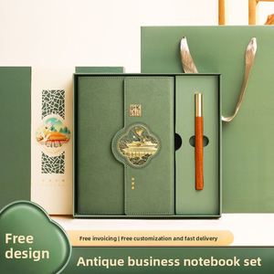 2026 High Quality Stylish Chinese-Style Trendy A5 Business Notebook Dowling Paper Faux Leather Cover <b>Gift</b> <b>Box</b> Set Work Souvenir - Product Image 5