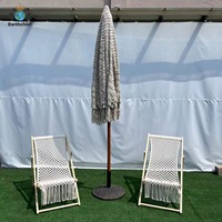 Parasol en macramé avec franges, chaise incluse, pour la plage, l'extérieur, protection solaire, design amélioré, mélange de polyester et de coton