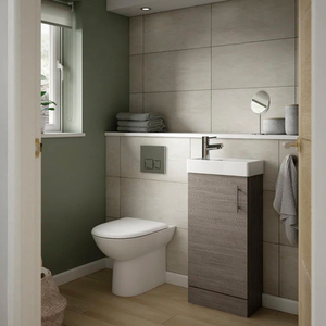 Meuble-lavabo de <span class=keywords><strong>salle</strong></span> de <span class=keywords><strong>bain</strong></span> moderne en <span class=keywords><strong>bois</strong></span>, une porte, finition imperméable, blanc, avec lavabo - Product Image 2