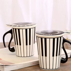 Tasse en céramique originale avec notes de musique, pour lait, jus, café, thé, pratique pour la maison, le bureau, la boisson quotidienne - Product Image 4