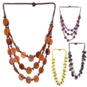 Bohemia Multi-layer short Buttons wood coin charm necklace Beaded Coconut shell necklace beach <strong>jewelry</strong> - Product Image 1