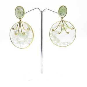 Boucles d'oreilles pendantes en verre craquelé Aqua, plaquées or, faites à la main, tendance, pour mariage, anniversaire, fête, fiançailles, cadeau - Product Image 2